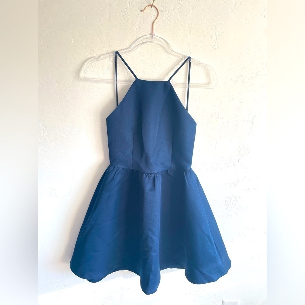 Tobi Blue Mini Dress size small backless party dress bridesmaid cocktail